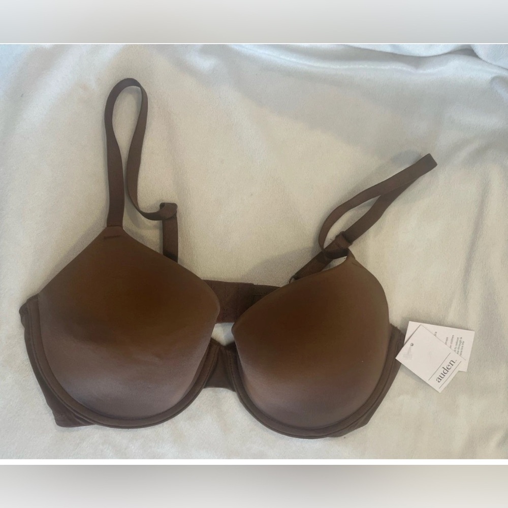 Auden Womens Bra 36D Brown Demi Light Lift Comfort Wire Smooth T Shirt NWT